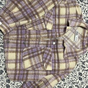 Zara Lavender and Beige Checkered Jacket
